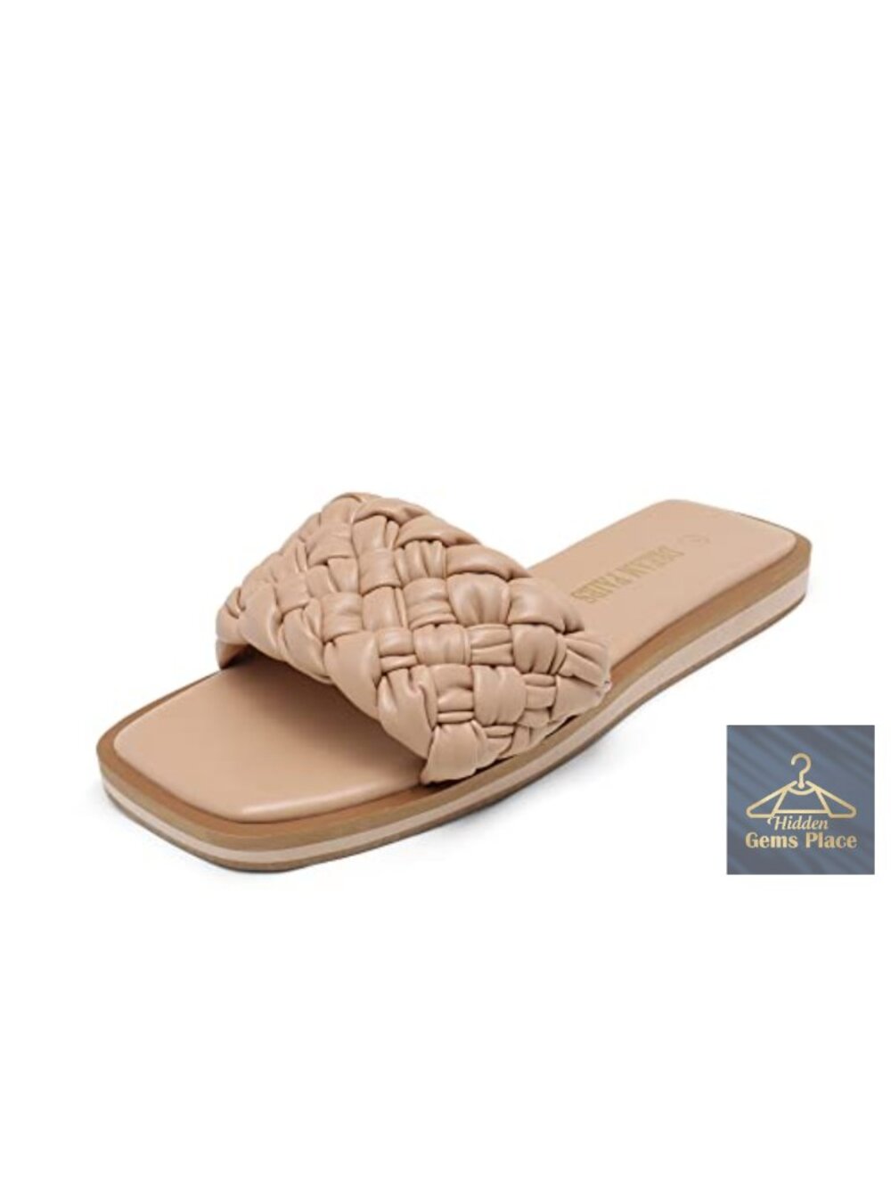 Square Open Toe Slide Sandals Flat Braided Sandals Summer